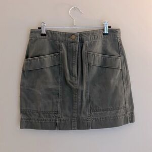 Army green denim skirt w/ front pockets